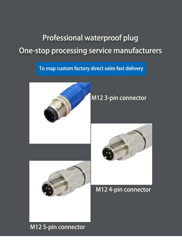 M12 Assembled Circular PA66 Plastic Watertight Cable Connector