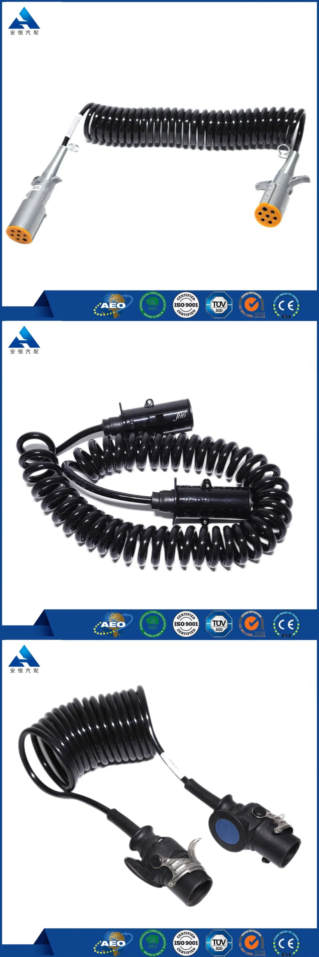 Truck Trailer Wire Electrical Seven Core Spring Suzie Coil Spiral Power Cable for Brake System Global Sale